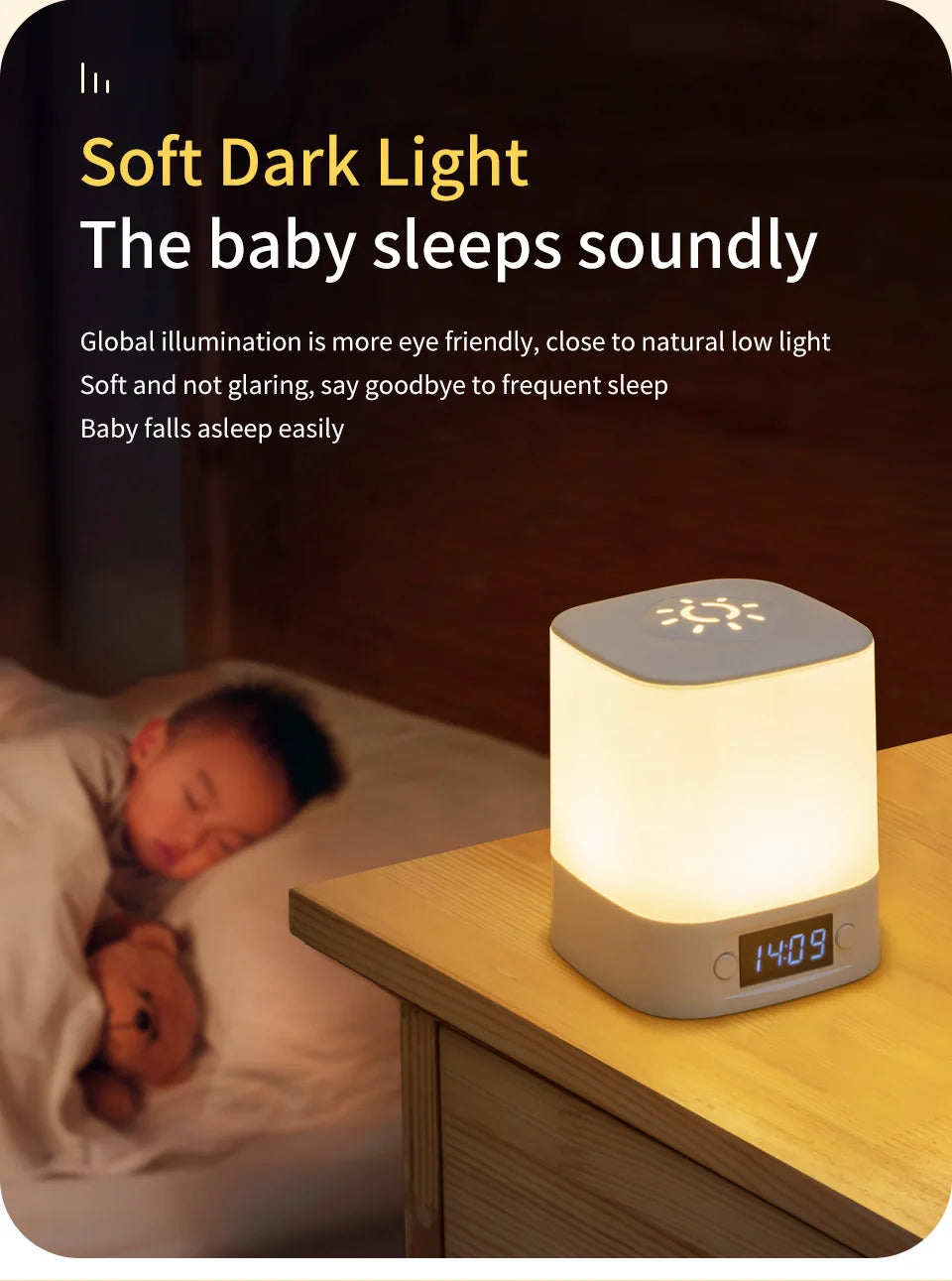 Hot sale ️🛒4-in-1 LED Night Light with Clock & Remote – Rechargeable Bedside Lamp