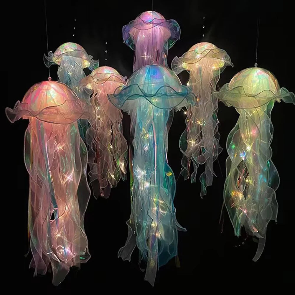 Gift🎁5pcs Jellyfish Bedroom Light Lamp – Ribbon Bead Light for Children’s Room Decor