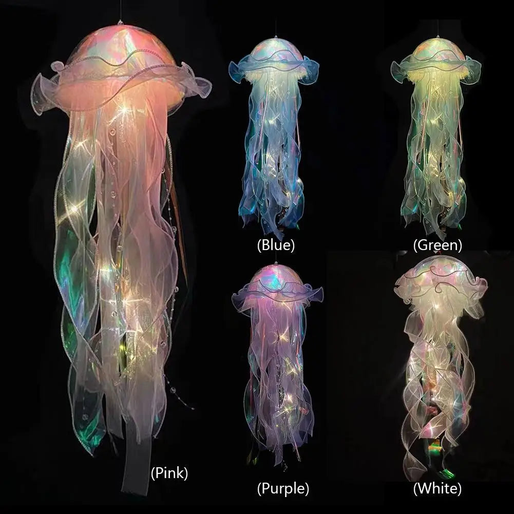 Gift🎁5pcs Jellyfish Bedroom Light Lamp – Ribbon Bead Light for Children’s Room Decor