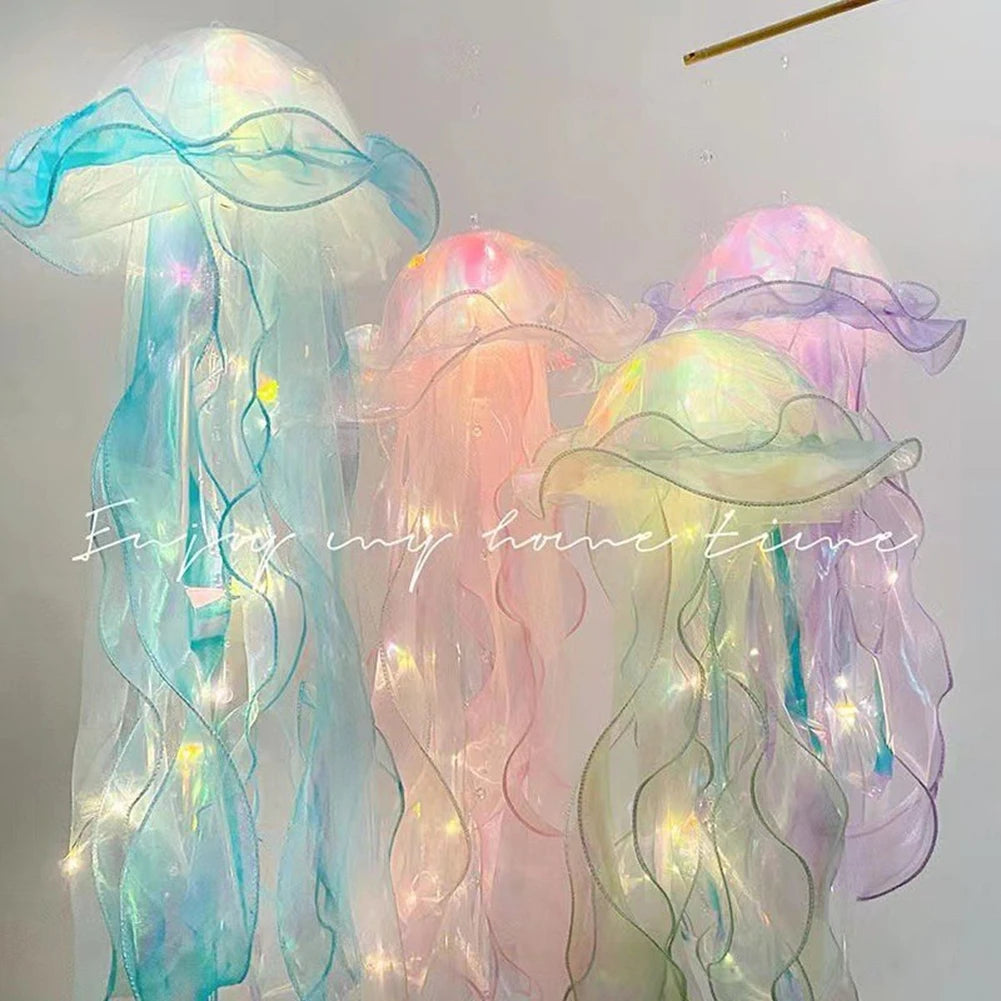 Gift🎁5pcs Jellyfish Bedroom Light Lamp – Ribbon Bead Light for Children’s Room Decor