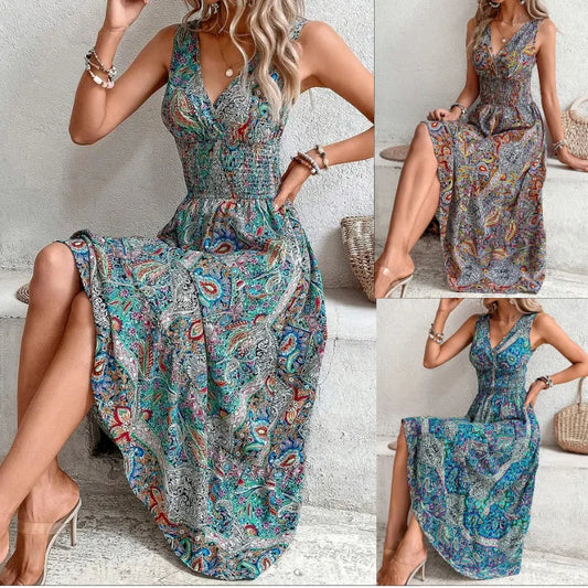 Boho summer dress – sleeveless & printed for the beach or vacation