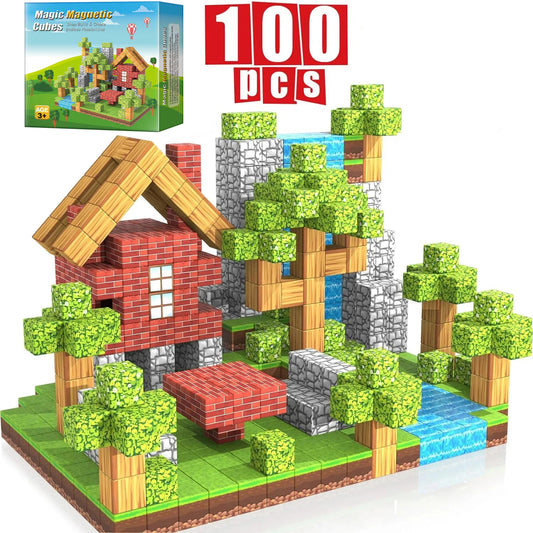 Gift🎁100pcs Magnetic Blocks Set – STEM Montessori Toy for Boys & Girls, Sensory Building Cubes for Toddlers