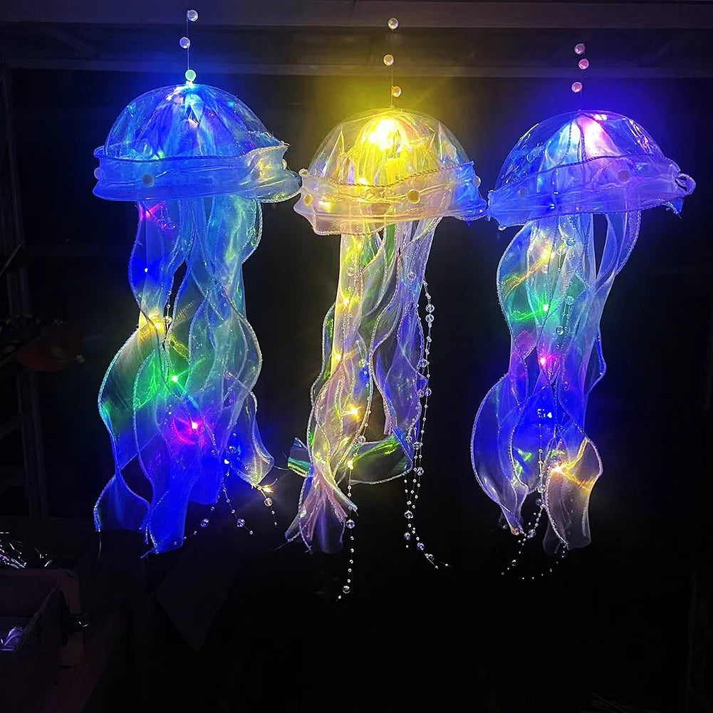 Gift🎁5pcs Jellyfish Bedroom Light Lamp – Ribbon Bead Light for Children’s Room Decor