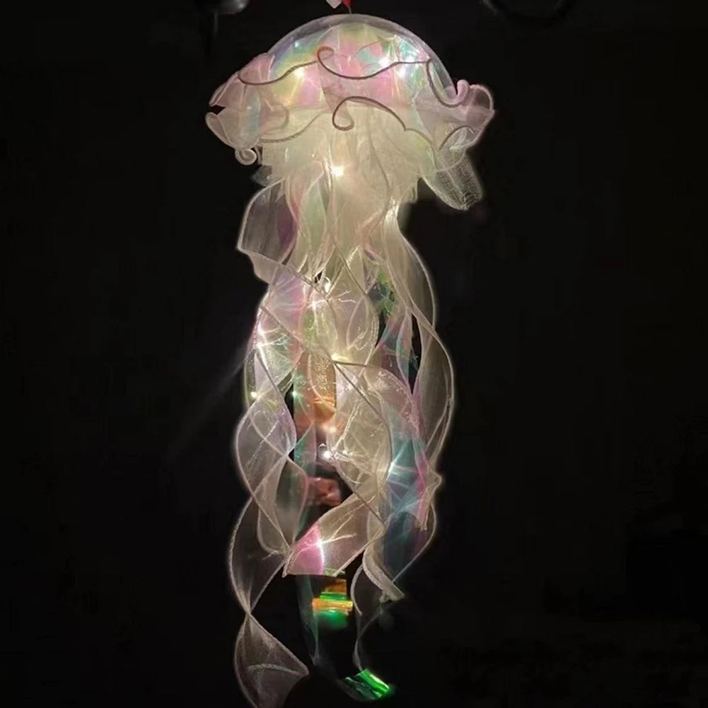 Gift🎁5pcs Jellyfish Bedroom Light Lamp – Ribbon Bead Light for Children’s Room Decor