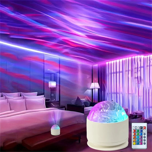 Northern Aurora Water Ripple Projector Lamp – LED Night Light with Remote Control
