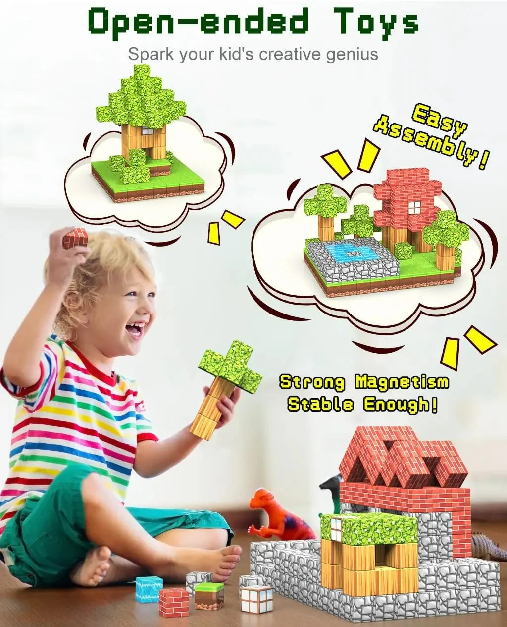 Gift🎁100pcs Magnetic Blocks Set – STEM Montessori Toy for Boys & Girls, Sensory Building Cubes for Toddlers